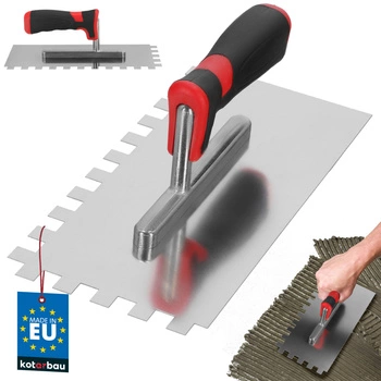 Spatula din oțel inoxidabil 270 mm dințată 12 mm gips-cartonieră