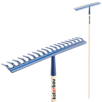 Greblă de grădină din metal cu 18 dinți și mâner din lemn