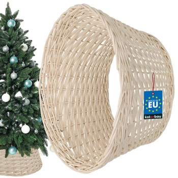 Coș din rattan ø45 cm pentru suportul de brad de Crăciun boho - Culoare albă