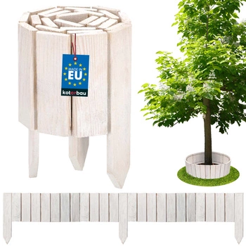 Bordura palisadă gard din lemn alb 15x110 cm