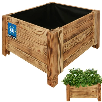 Ghiveci din lemn, cutie de grădină pentru flori și plante 50x50 cm - Culoare opărită