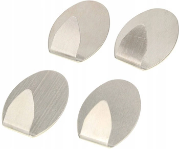 Suport cu carlig autoadeziv baie 4 buc - Culoare argintiu