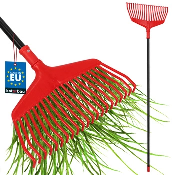 Greblă pentru frunze, iarbă și fân 38 cm cu coadă din aluminiu 1,5 m