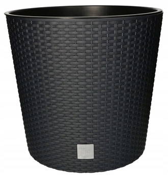 Ghiveci rotund din rattan cu inserție antracit 400x375 mm