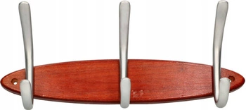 3-hook rack de perete pentru haine chei de lemn
