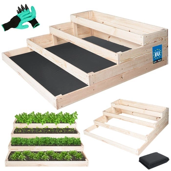 Buncăr de legume din lemn pentru legume și ierburi natural 120x120 cm