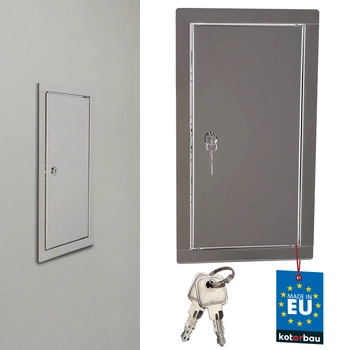 Ușă de inspecție încuietoare cu cheie oțel inoxidabil argintiu 30x60 cm