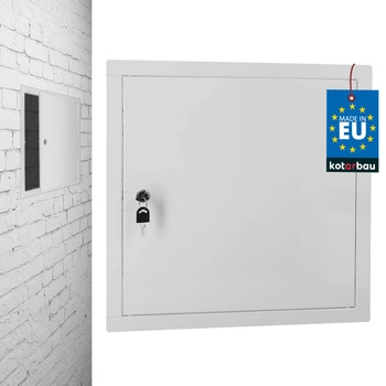 Ușă de inspecție închidere cu cheie oțel alb 50x50 cm