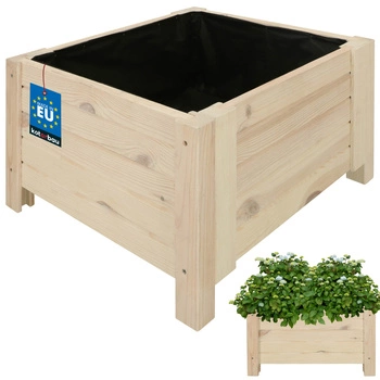 Ghiveci din lemn, cutie de grădină pentru flori și plante 50x50 cm - Culoare albă