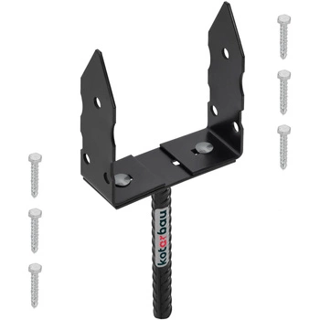 Bază stâlp cu tijă 0-165 u cotă pentru zidărie - Culoare neagră