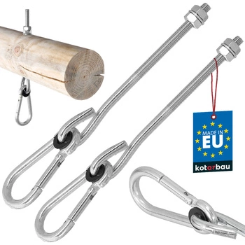 Cârlig pentru balansoar lemn cu carabină cu șurub m10 195 mm set de 2 buc.