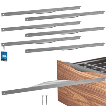 Mâner mobilier aluminiu argintiu 416/436 mm set de 6 buc.