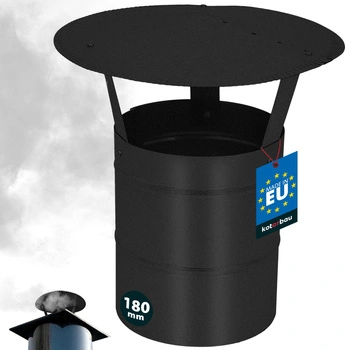 Copertină de fum pentru țeavă de coș galvanizată neagră 180 mm