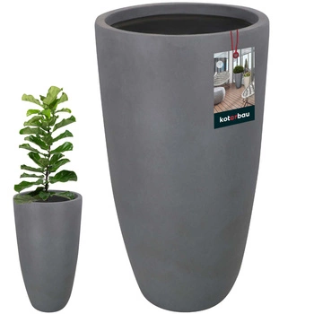 Ghiveci de flori din fibre ceramice mare pentru living gri 32x62 cm