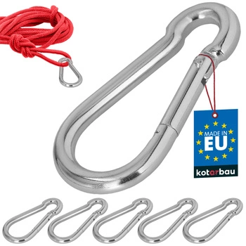 Carabină pentru pompieri leagăn frânghie hamac metalică 120 mm set de 5 buc.