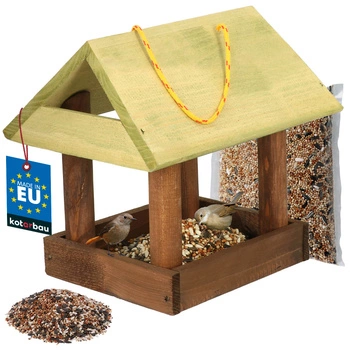 Hrănitor din lemn pentru căsuțe de păsări + hrană 0,5 kg