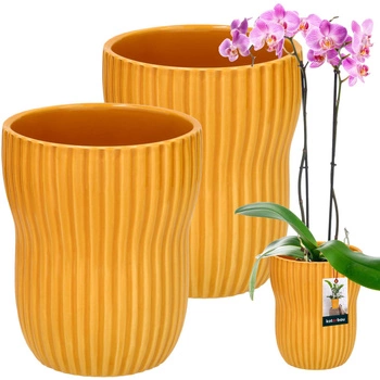 Ghiveci rotund cu caneluri din ceramică 11,5 cm set de 2 buc.