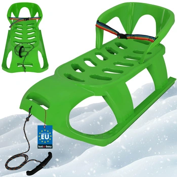 Sanie din plastic pentru copii cu spătar centuri de siguranță verzi