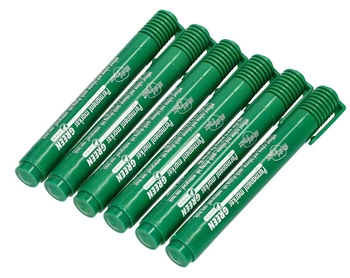 Marker permanent verde rezistent la apă rotund - 6 buc.
