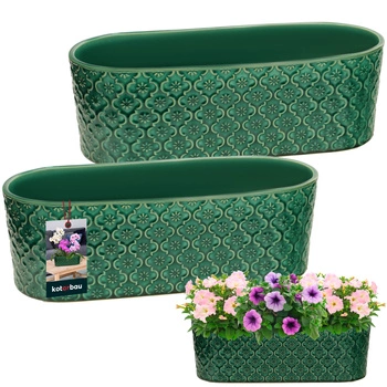 Vase ceramic decorative alungită elegantă turquoise 12x37 cm set de 2 buc.