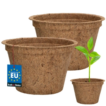 Ghiveci de flori din fibre naturale de nucă de cocos fi 21,5 cm set de 2 buc.
