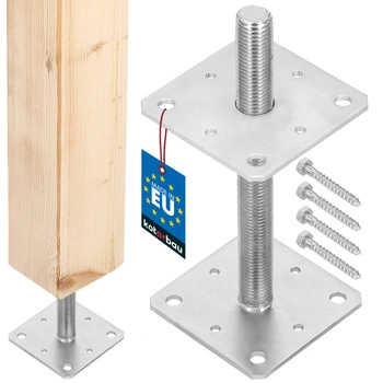 Baza stâlpului înșurubată reglabilă oțel cu filet argintie 110x110x250 mm