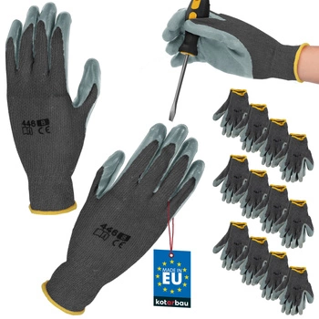 Mănuși de lucru antiderapante acoperite cu latex gri mărimea m set de 12 buc.