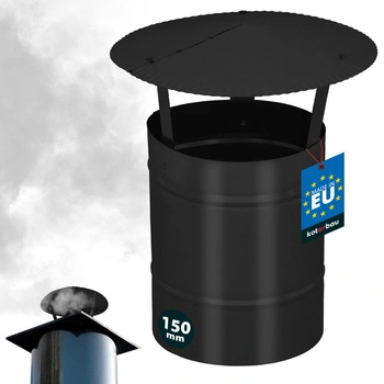 Copertină de fum pentru țeavă de coș galvanizată neagră 150 mm