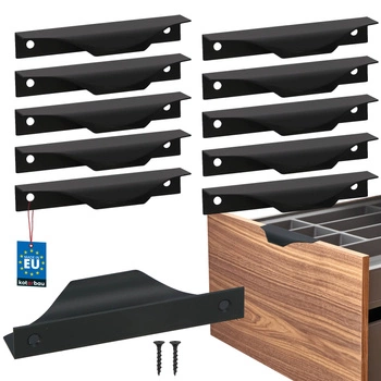 Mâner pentru mobilă modern aluminiu negru mat 96 mm set de 10 buc.