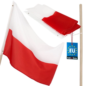 Steag Polonia alb-roșu pentru catarg cu tijă din lemn 150x90 cm