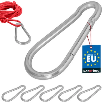 Carabină pentru pompieri leagăn frânghie hamac metalică 200 mm set de 5 buc.