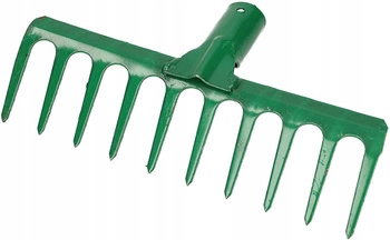 Greble grădinărite 10 dinți metalice - Culoare verde
