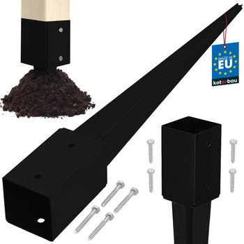 Baza stâlpului înfipt în pământ oțel negru 80x80x750 mm