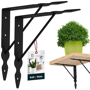 Suport de raft cu ranforsare negru 20x20 cm set de 2 buc.