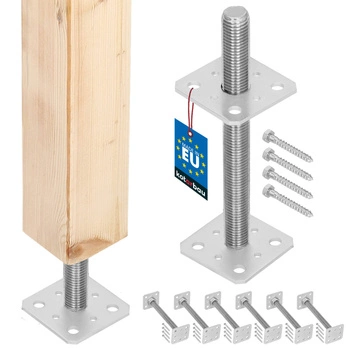 Baza coloanei cu șurub reglabilă tijă m24 80x80x250 mm set de 6 buc.