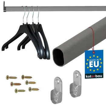 Bară pentru dulap de haine vopsită gri 90 cm