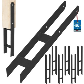 Baza stâlpului h pentru încastrare zincat negru 70 mm set de 6 buc.