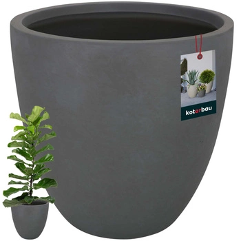 Ghiveci de flori din fibre ceramice mare pentru living gri 36x31 cm