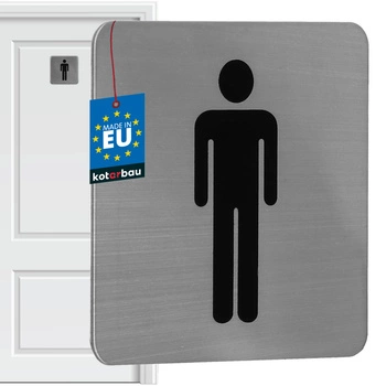 Semn pentru ușa toaletei bărbați pictogramă autoadeziv oțel 7x7 cm