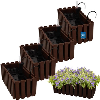 Ghiveci pentru balcon maro 400 MM set de 4 kcu.