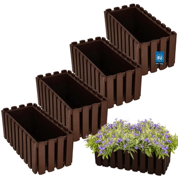 Ghiveci cutie pentru balcon balustradă rustic maro 400 mm set 4 buc.