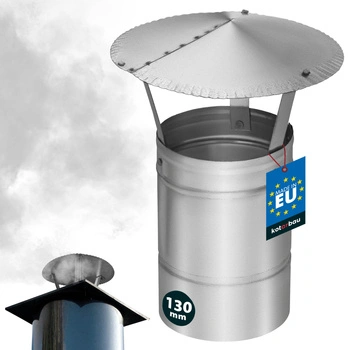 Copertină de fum pentru țeavă de coș galvanizată argintie 130 mm