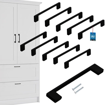 Mâner mobilier clasic modern negru mat 128 mm set de 10 buc.