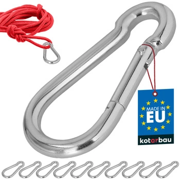 Carabină pentru pompieri leagăn frânghie hamac metalică 120 mm set de 10 buc.