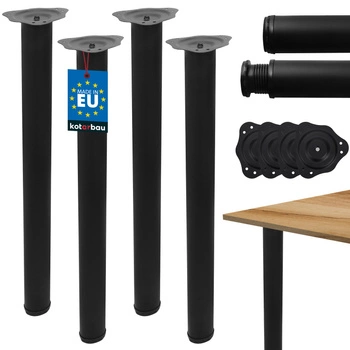 Picior de birou din oțel negru ø6x71 cm set de 4 buc.