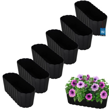 Ghiveci alungit pentru flori antracit 40 cm set de 6 buc.