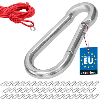 Carabină pentru pompieri leagăn frânghie hamac metalică 60 mm set de 50 buc.