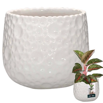 Ghiveci ceramic rotund pentru plante alb 12 cm