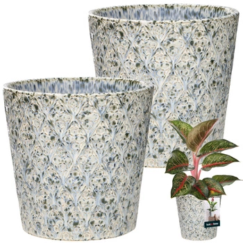 Vas de flori trapezoidal din ceramică glazurată 15 cm set de 2 buc.