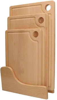 Tăblițe de bucătărie din lemn set de 3 buc. + stand